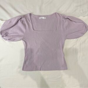 Oak + Fort Lavender Puff Sleeve Square Neck Top